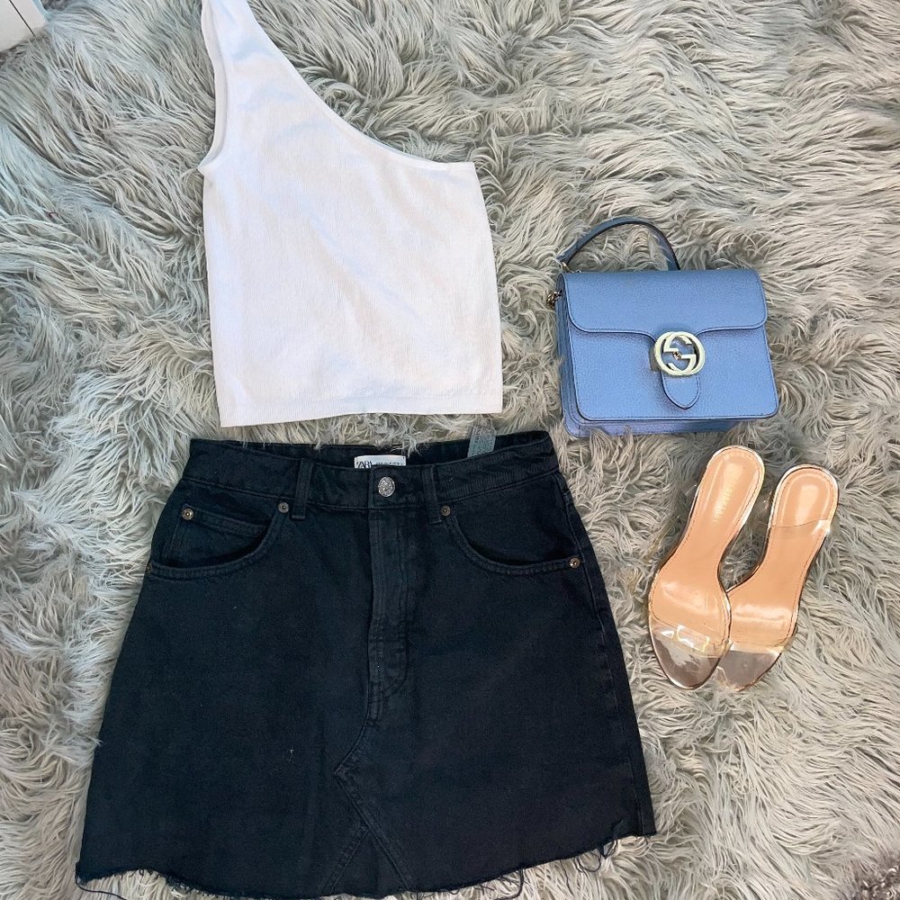 One Shoulder top and Jean Skirt!